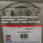 TEREX ALLISON NHL TR100 TR60 SRT95 RIGID DUMP TRUCK 23049131 NAMEPLATE