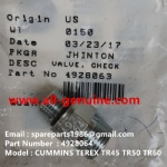 TEREX NHL TR50 TR60 RIGID DUMP TRUCK CUMMINS ENGINE 4928064 CHECK VALVE